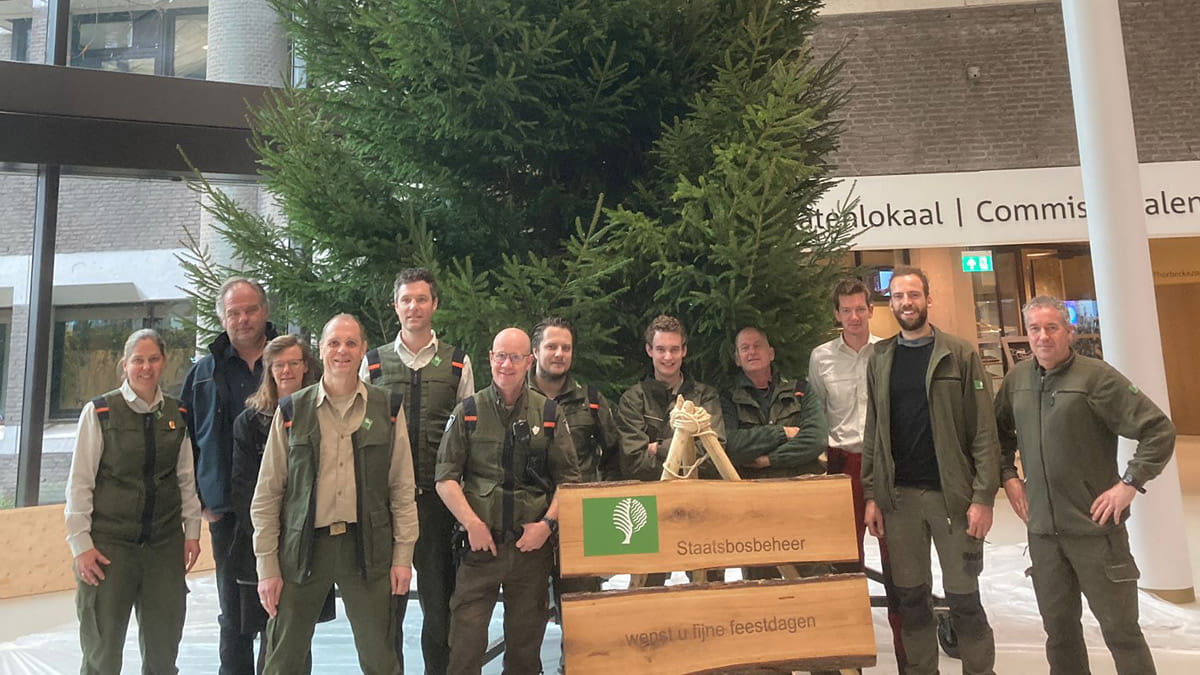 boswachters bij kerstboom in Tweede Kamer