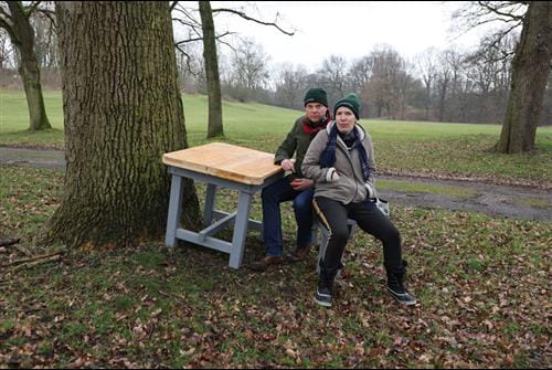 Chris Bajema en Paulien Cornelisse op Fort Rhijnauwen voor opname Groene Oren