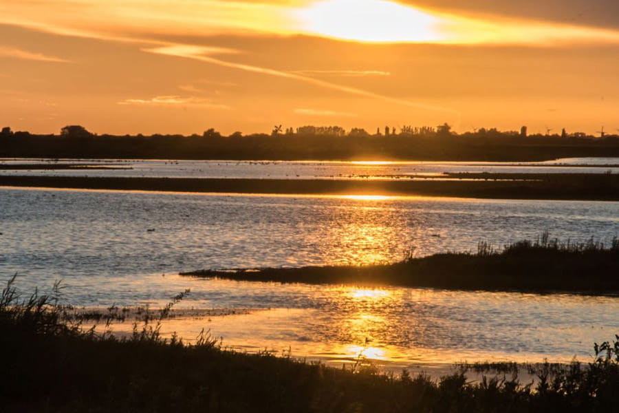ondergaande zon beningerslikken